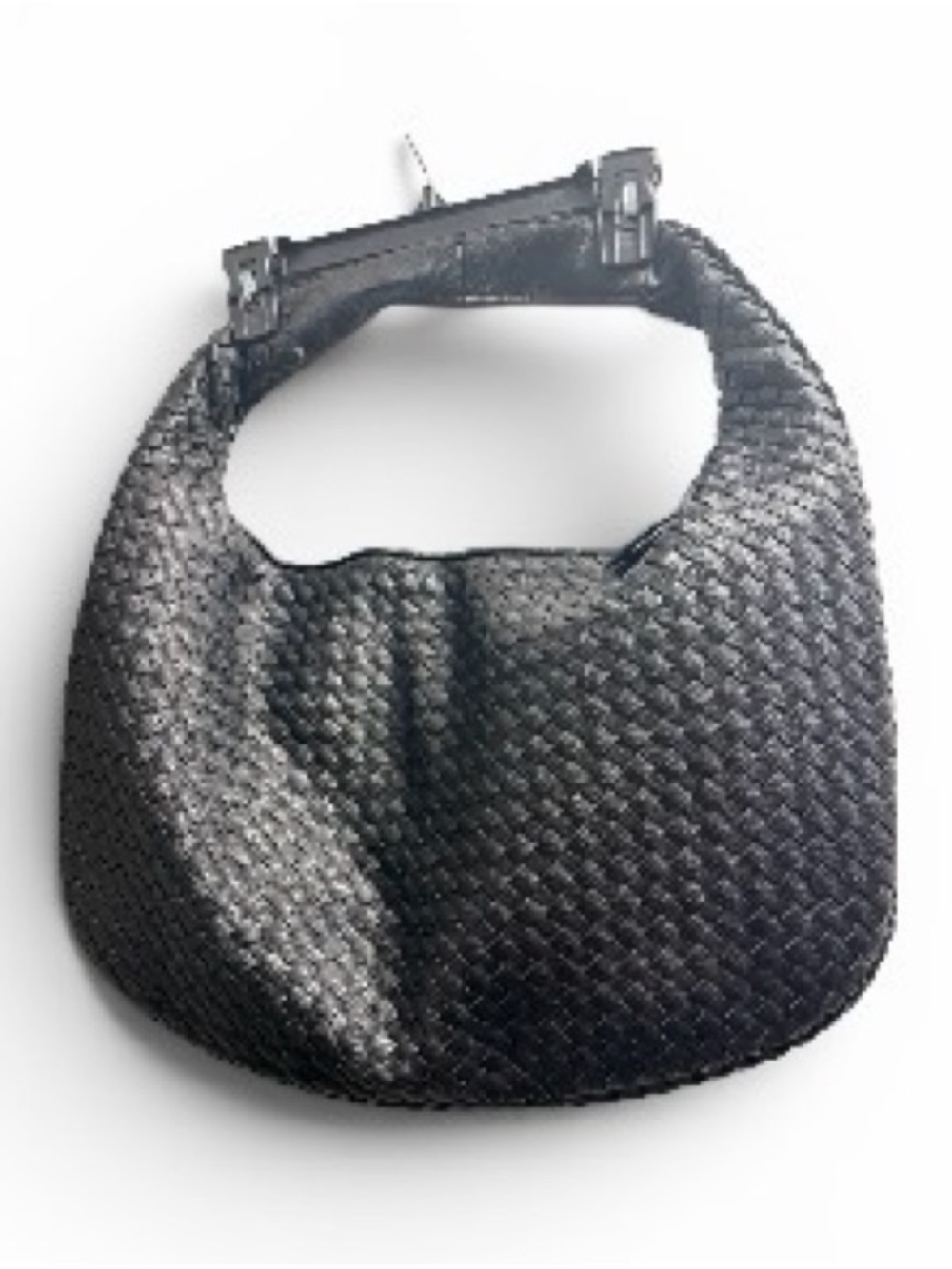 Woven Hobo Shoulder Bag — Black